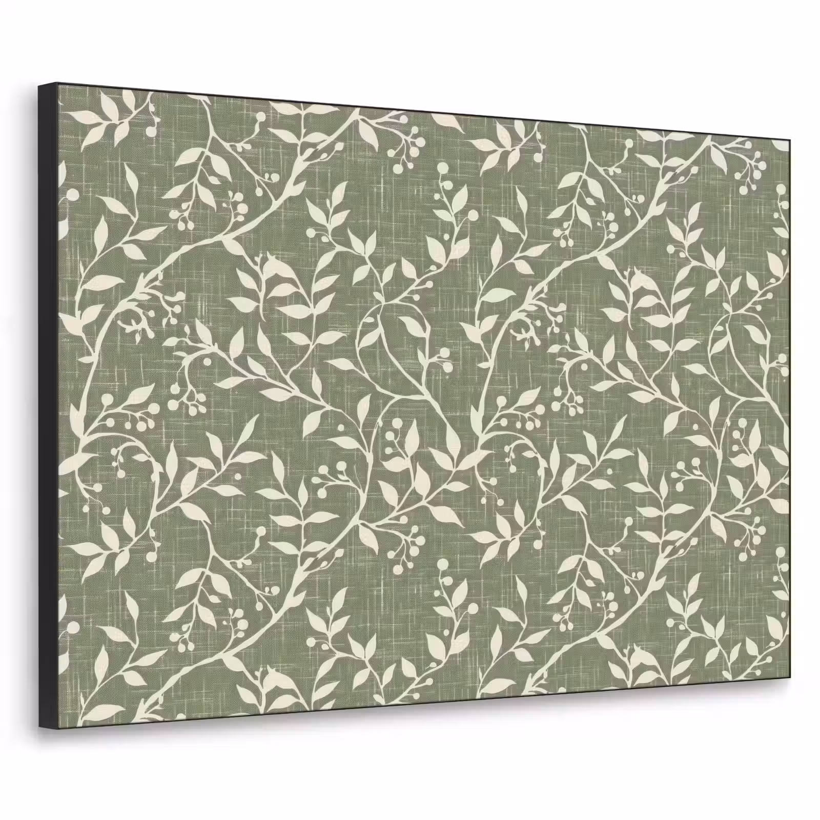 Art Frame - Salbeigrün – Botanisch – Zweige – Beeren – Leinen – Muster — 1