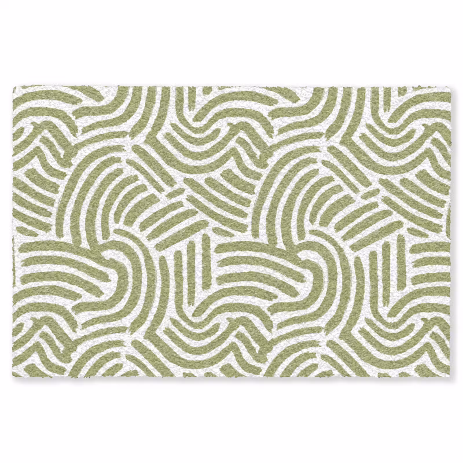 Teppich - Salbeigrün – Abstrakt – Bögen – Handgezeichnet – Muster — 1
