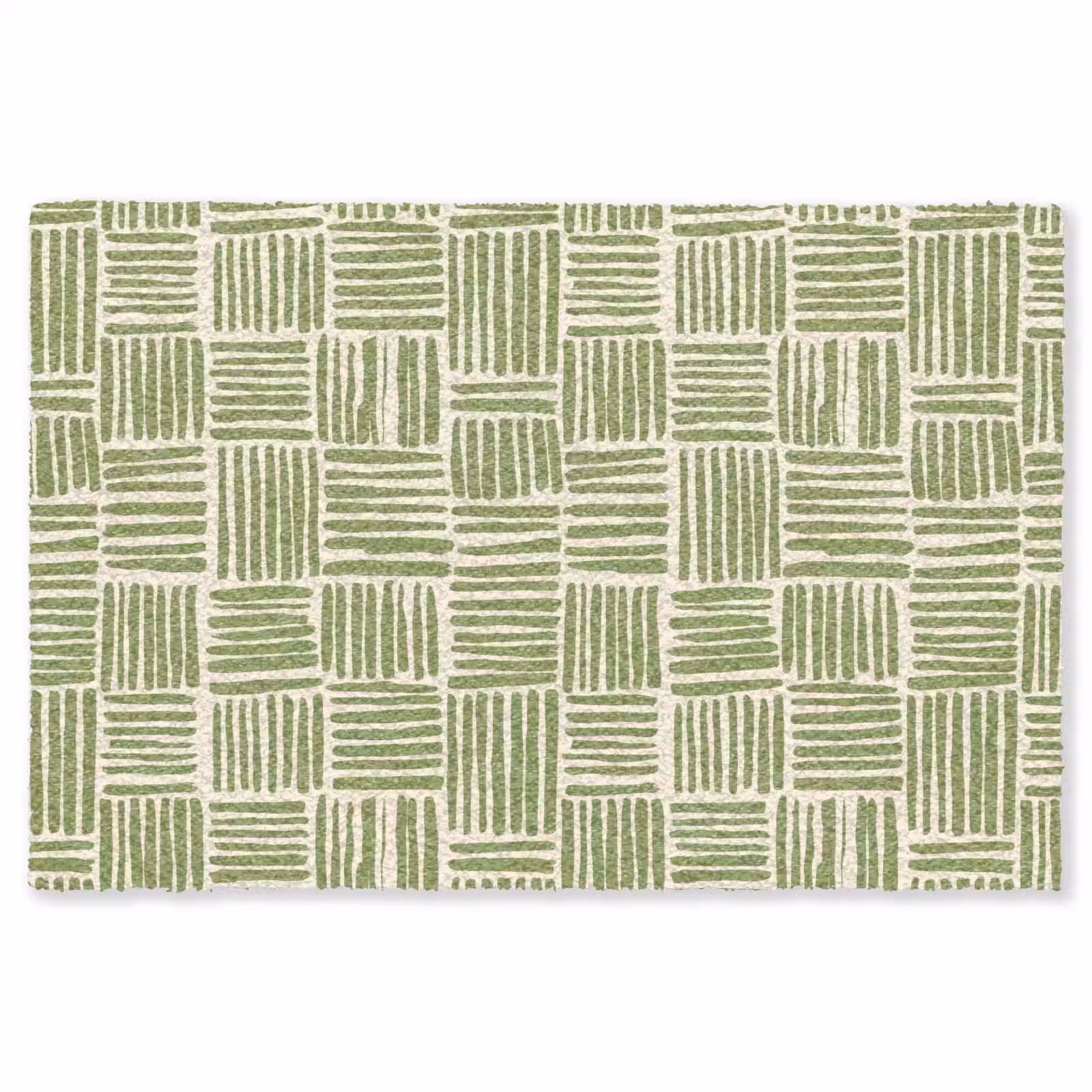 Teppich - Salbeigrün – Blöcke – Handgezeichnet – Muster — 1