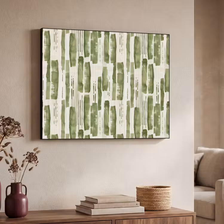 Art Frame - Grün – Abstrakt – Pinselstriche – Leinen – Muster — 3