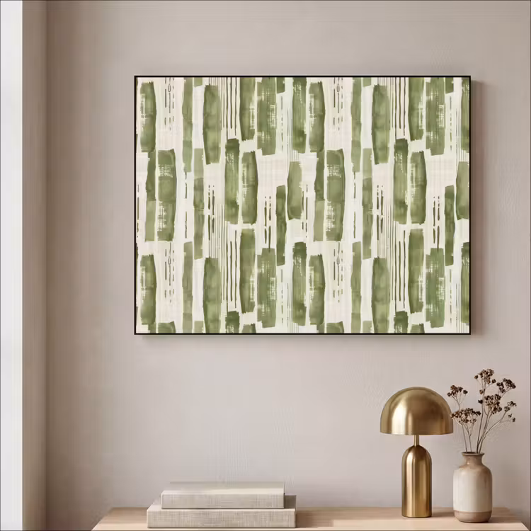 Art Frame - Grün – Abstrakt – Pinselstriche – Leinen – Muster — 4