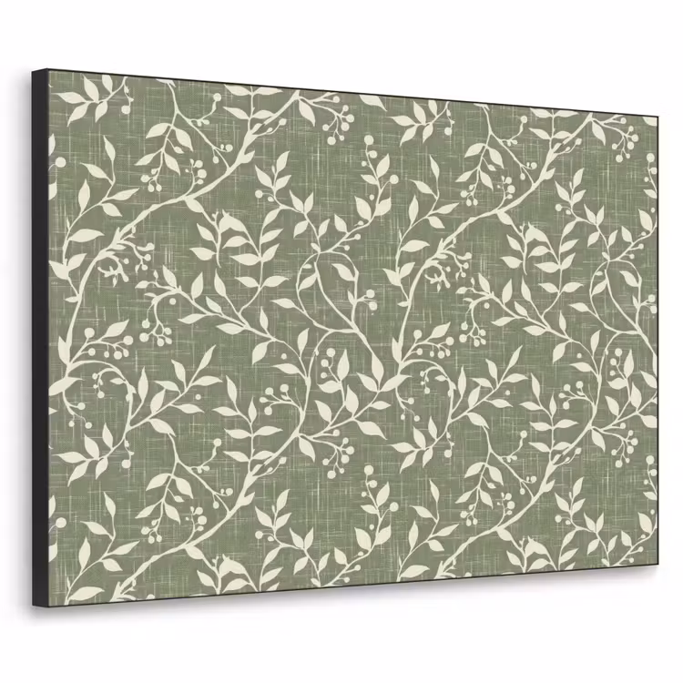 Art Frame - Salbeigrün – Botanisch – Zweige – Beeren – Leinen – Muster — 1
