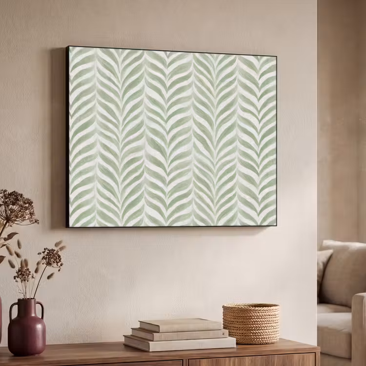 Art Frame - Salbeigrün – Fischgrätmuster – Organisch – Pinselstriche – Muster — 3