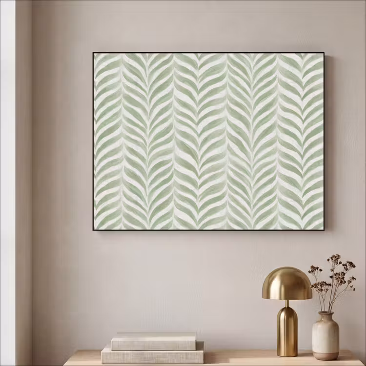 Art Frame - Salbeigrün – Fischgrätmuster – Organisch – Pinselstriche – Muster — 4