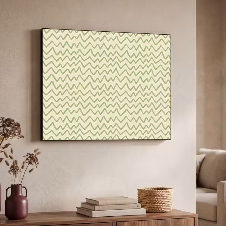 Art Frame - Salbeigrün – Zickzack – Handgezeichnet – Muster — 3