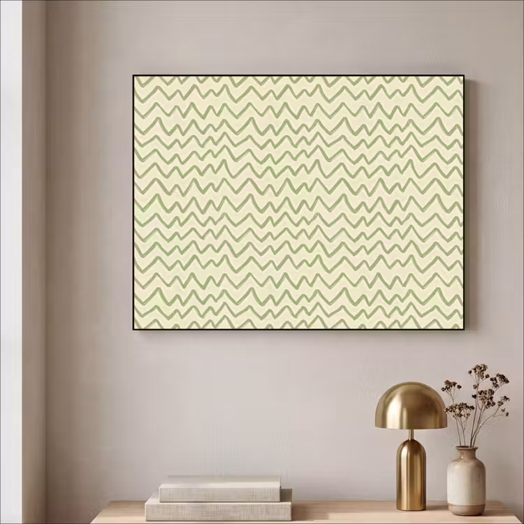 Art Frame - Salbeigrün – Zickzack – Handgezeichnet – Muster — 4