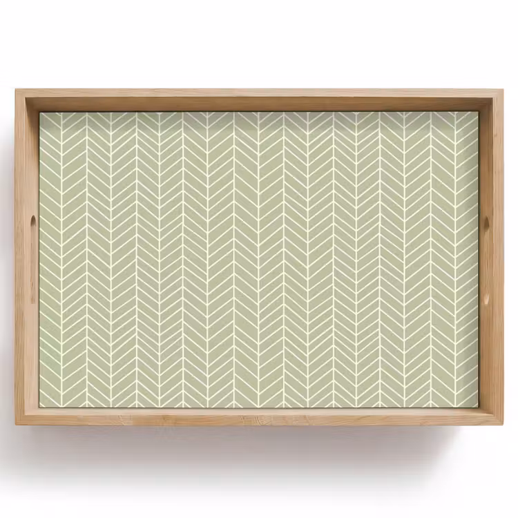 Tablett - Salbeigrün – Fischgrät – Geometrisch – Muster — 1