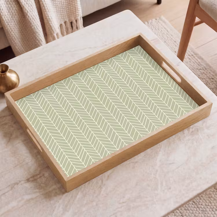 Tablett - Salbeigrün – Fischgrät – Geometrisch – Muster — 2