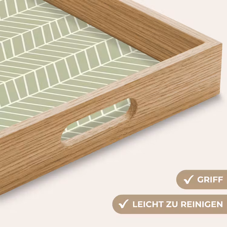 Tablett - Salbeigrün – Fischgrät – Geometrisch – Muster — 5