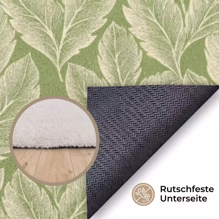 Teppich - Grün – Botanisch – Blätter – Vintage – Muster — 4