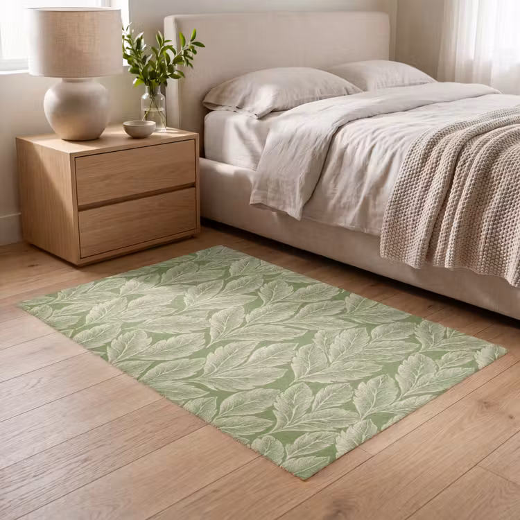 Teppich - Grün – Botanisch – Blätter – Vintage – Muster — 5