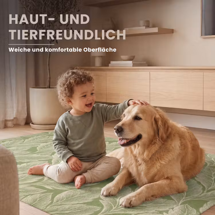 Teppich - Grün – Botanisch – Blätter – Vintage – Muster — 6