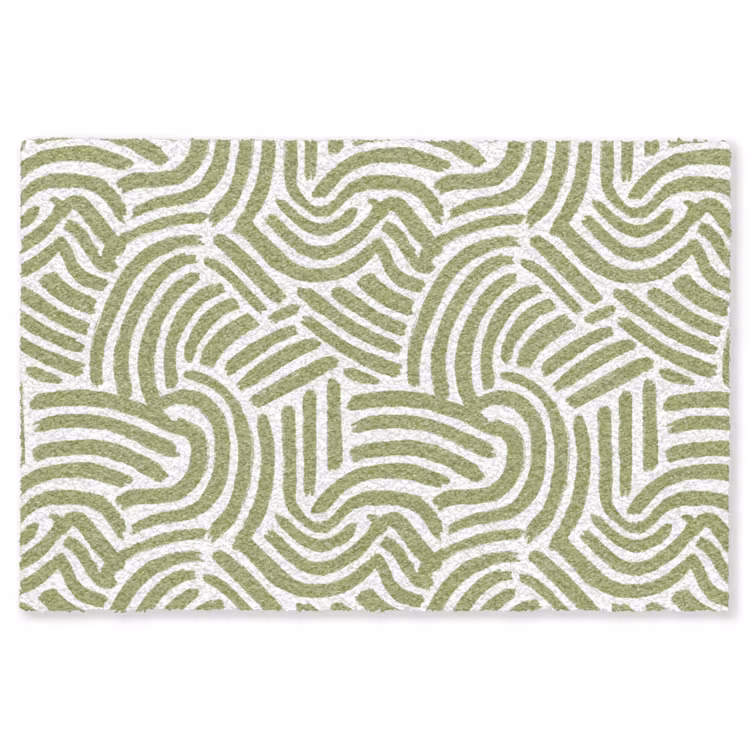 Teppich - Salbeigrün – Abstrakt – Bögen – Handgezeichnet – Muster — 1