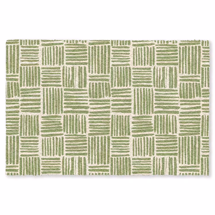 Teppich - Salbeigrün – Blöcke – Handgezeichnet – Muster — 1