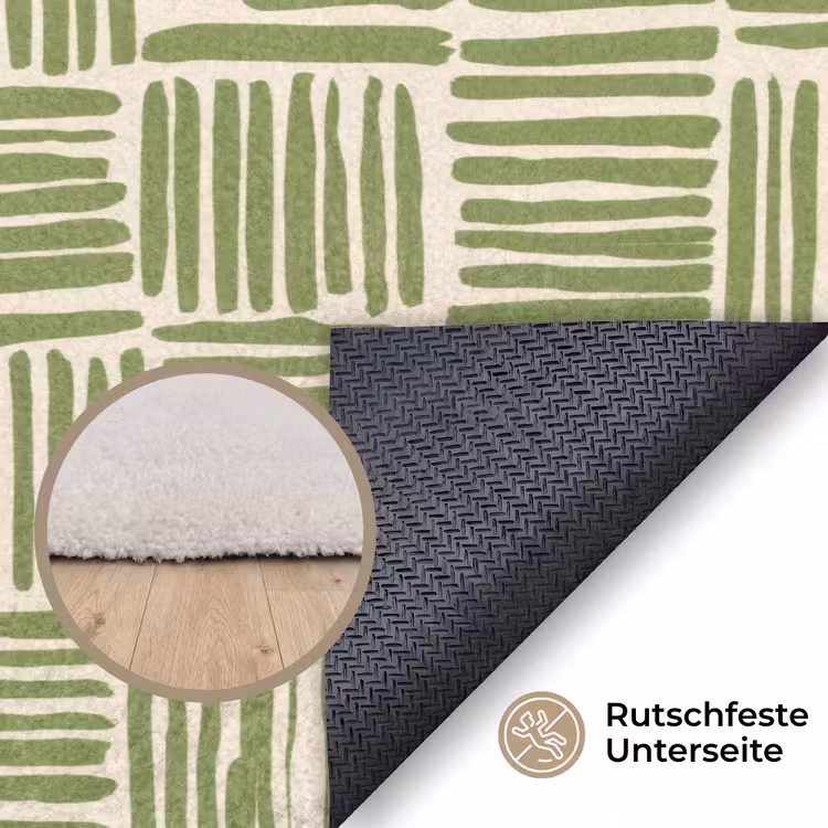 Teppich - Salbeigrün – Blöcke – Handgezeichnet – Muster — 4