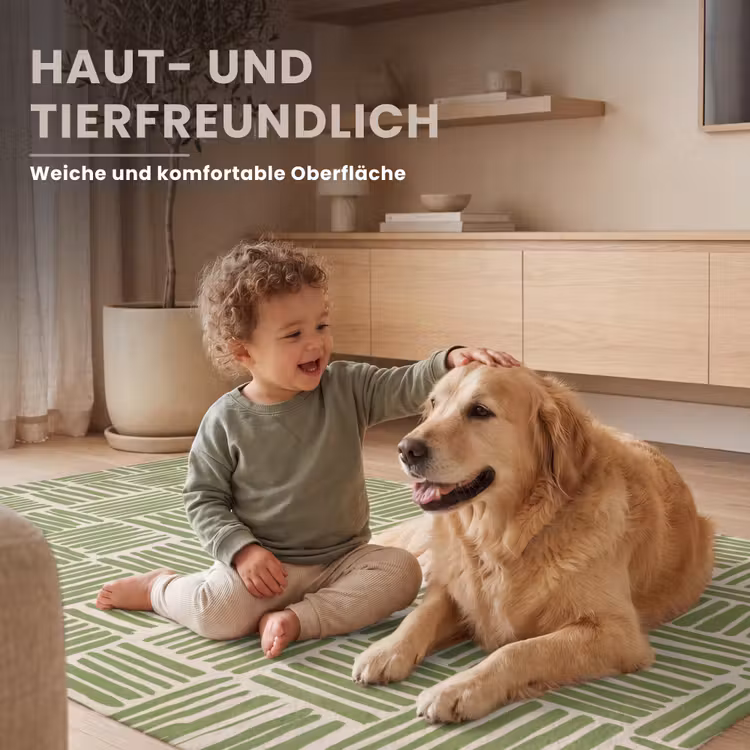 Teppich - Salbeigrün – Blöcke – Handgezeichnet – Muster — 6