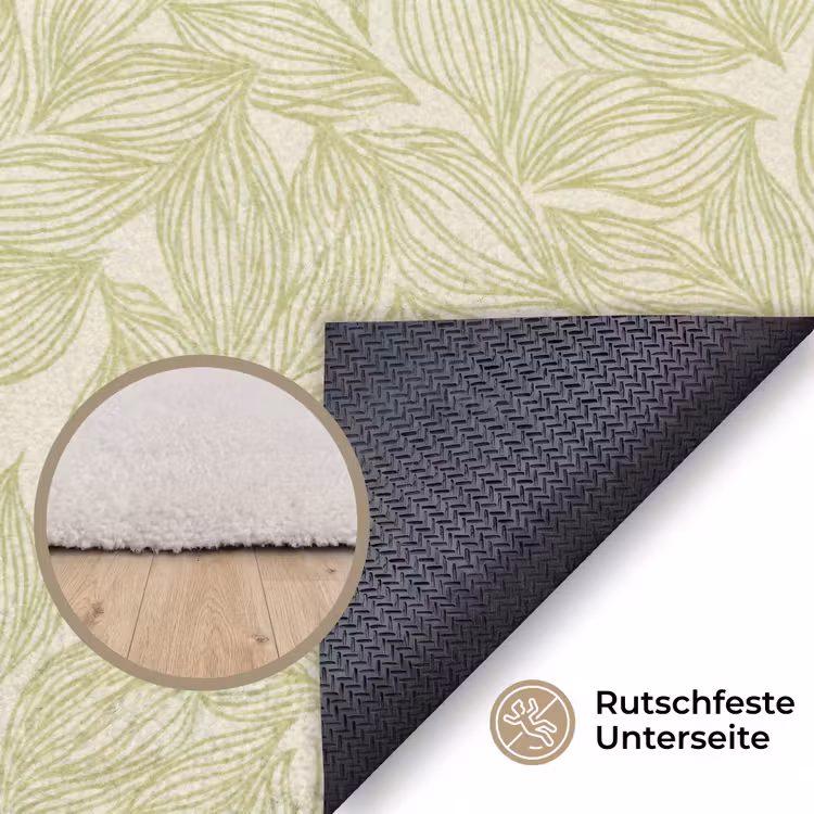 Teppich - Salbeigrün – Botanisch – Blätter – Handgezeichnet – Muster — 4