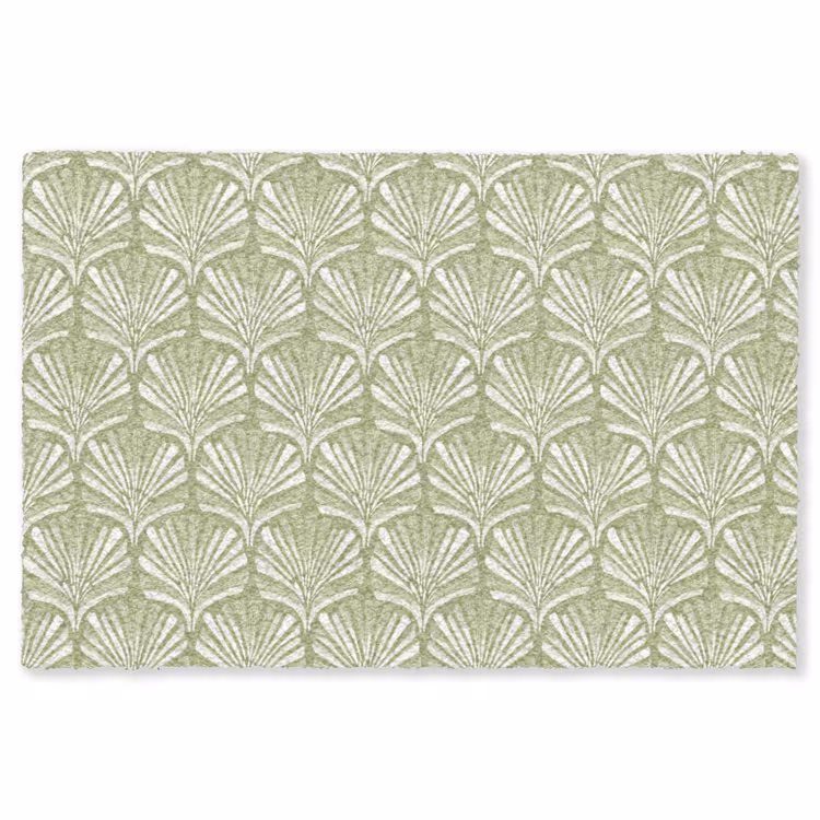 Teppich - Salbeigrün – Ginkgo Biloba – Fächer – Muster — 1