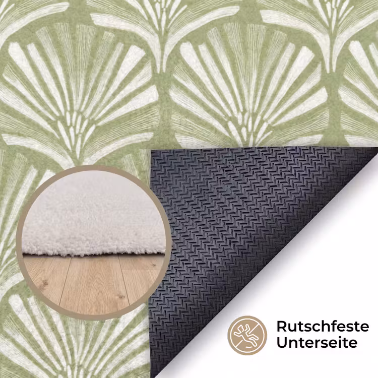 Teppich - Salbeigrün – Ginkgo Biloba – Fächer – Muster — 4