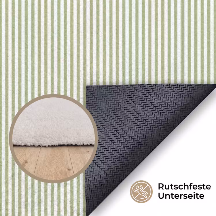 Teppich - Salbeigrün – Streifen – Minimalistisch – Muster — 4