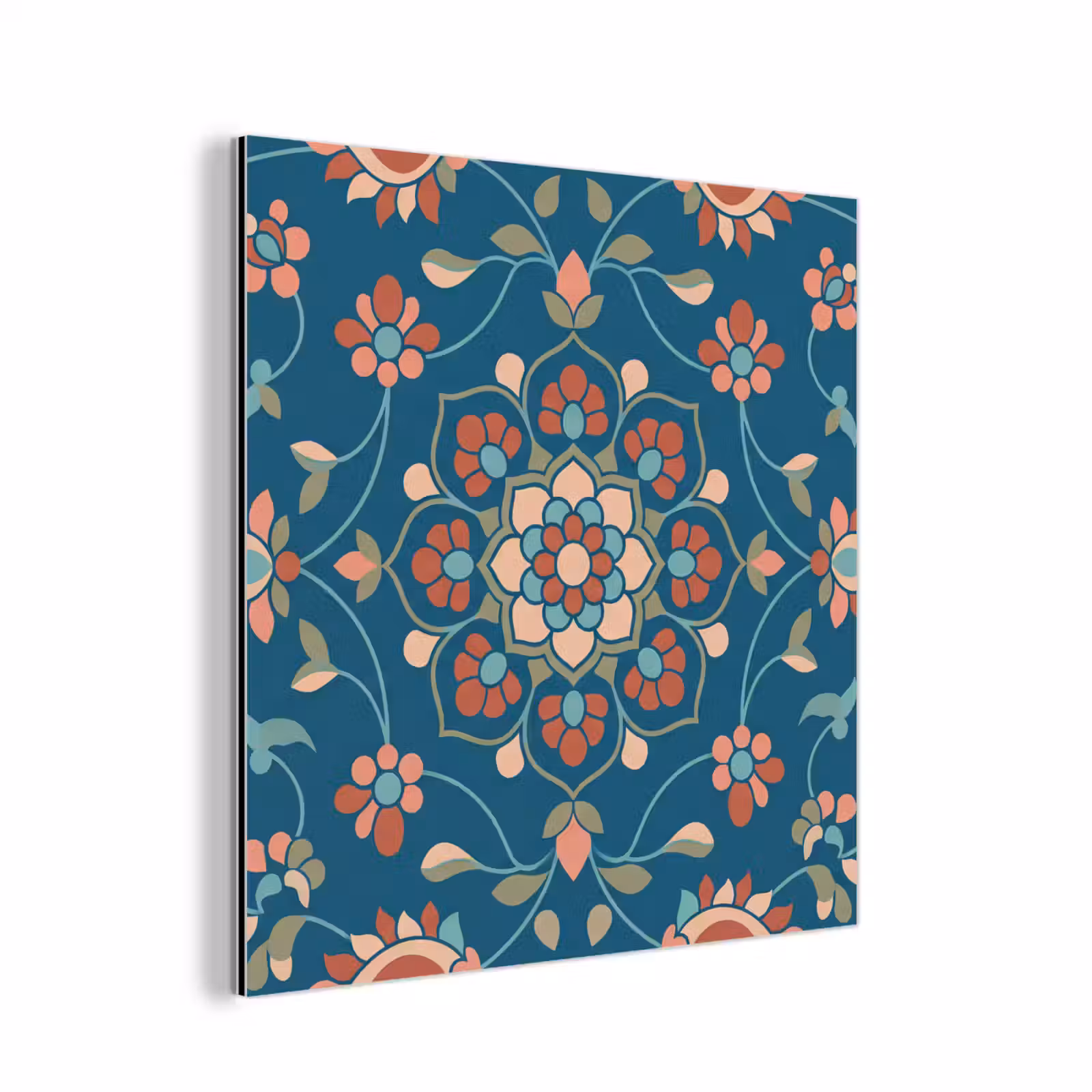 Alu-Dibond-Bild - Blumen – Muster – Natur – Ornament – Blau — 1