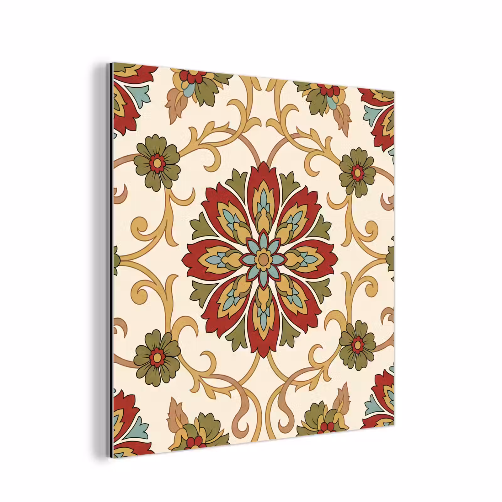 Alu-Dibond-Bild - Muster – Blumen – Ornament – Klassisch – Farbenfroh — 1