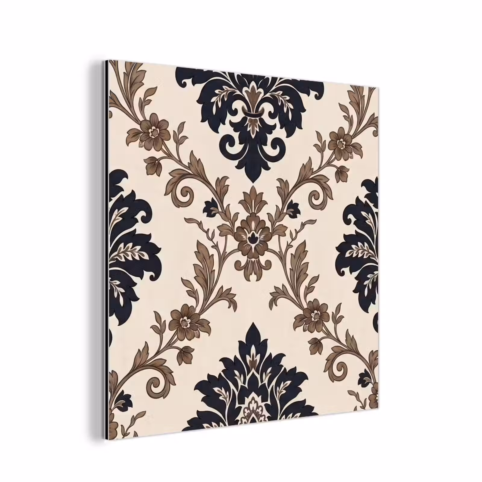 Alu-Dibond-Bild - Muster – Blumenmuster – Klassisch – Beige-Blau — 1
