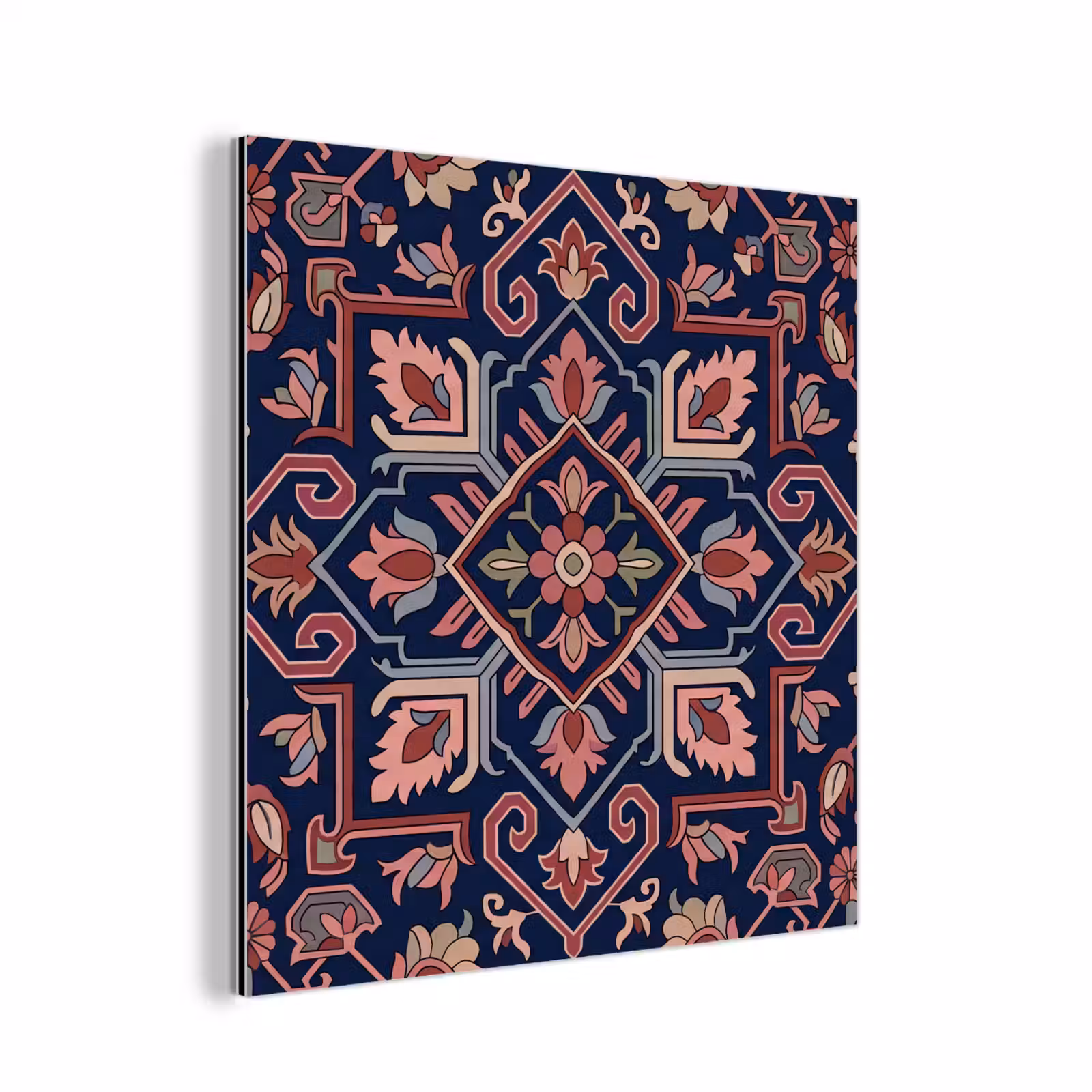 Alu-Dibond-Bild - Muster – Orientalisch – Blumig – Blau – Klassisch — 1