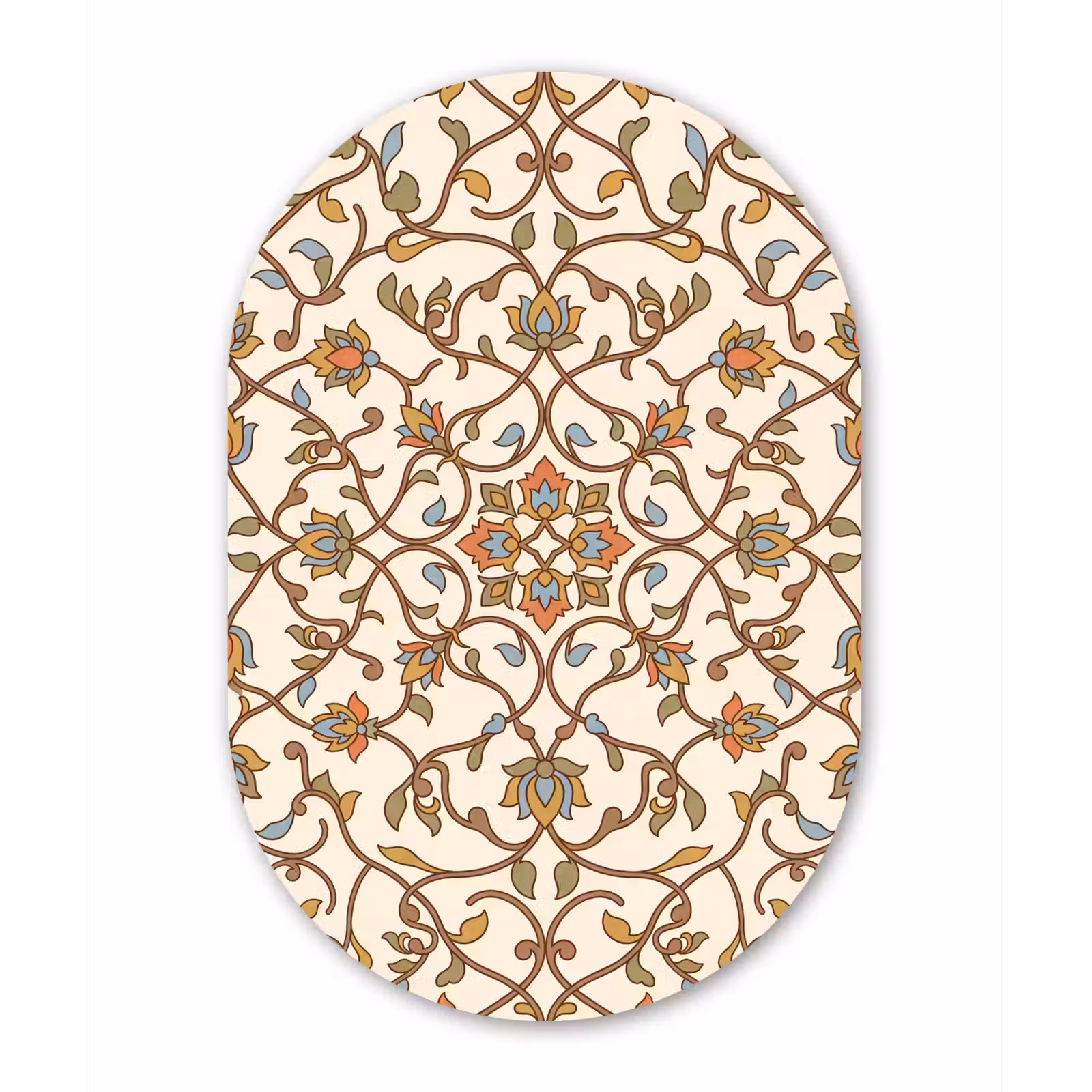 Alu-Dibond-Bild Oval - Muster – Blumen – Ornament – Bunt — 1