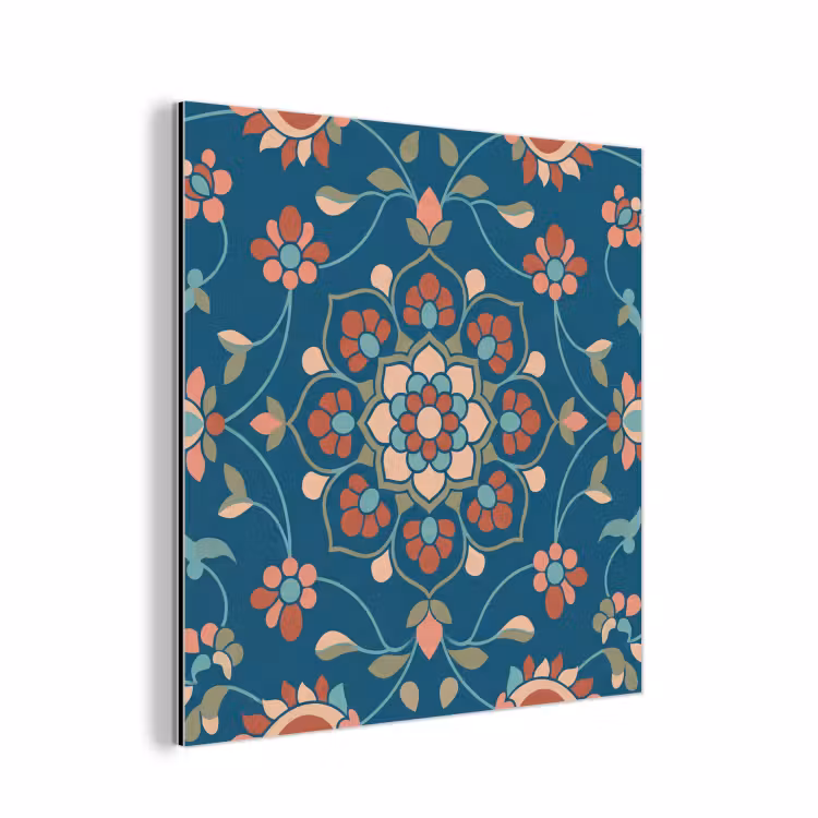 Alu-Dibond-Bild - Blumen – Muster – Natur – Ornament – Blau — 1