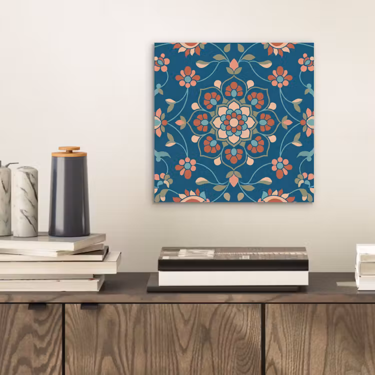 Alu-Dibond-Bild - Blumen – Muster – Natur – Ornament – Blau — 2