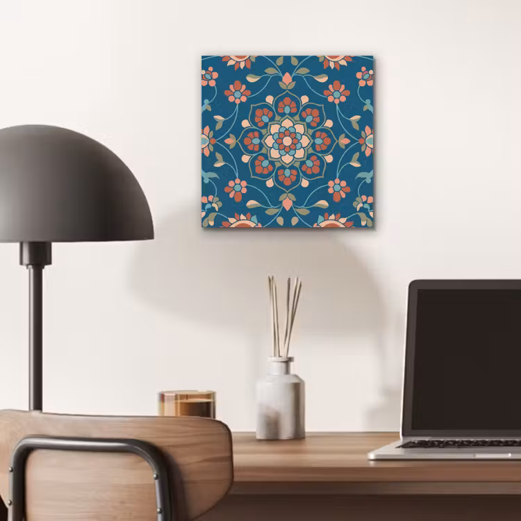 Alu-Dibond-Bild - Blumen – Muster – Natur – Ornament – Blau — 6