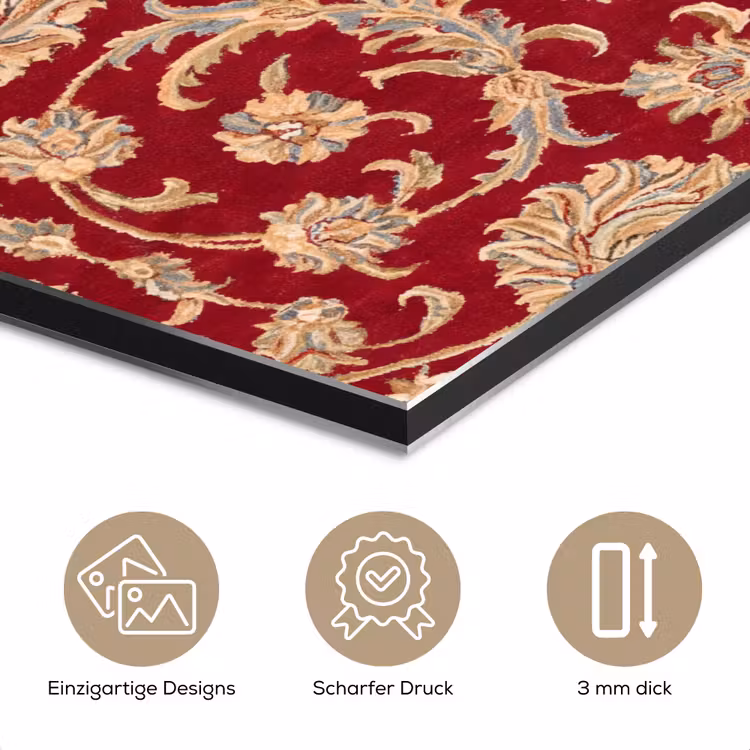 Alu-Dibond-Bild - Muster – Blume – Klassisch – Orientalisch – Rot — 7