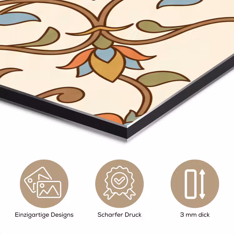 Alu-Dibond-Bild - Muster – Blumen – Ornament – Bunt — 7
