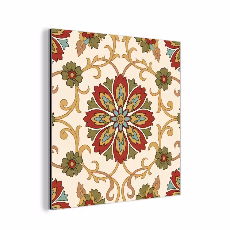 Alu-Dibond-Bild - Muster – Blumen – Ornament – Klassisch – Farbenfroh — 1