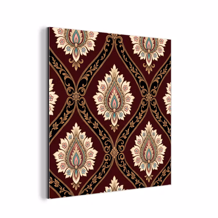Alu-Dibond-Bild - Muster – Blumenmotiv – Dekoration – Klassisch – Rot — 1