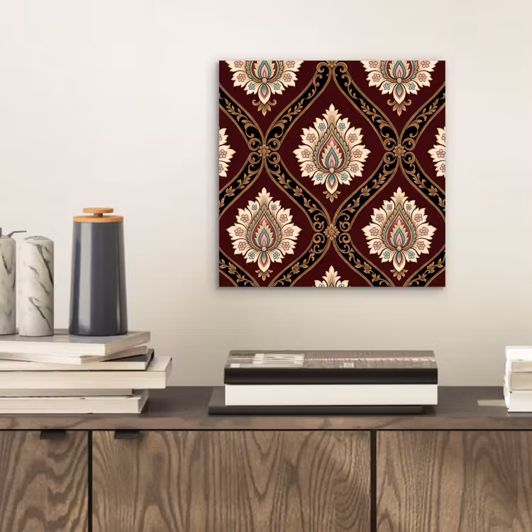 Alu-Dibond-Bild - Muster – Blumenmotiv – Dekoration – Klassisch – Rot — 2