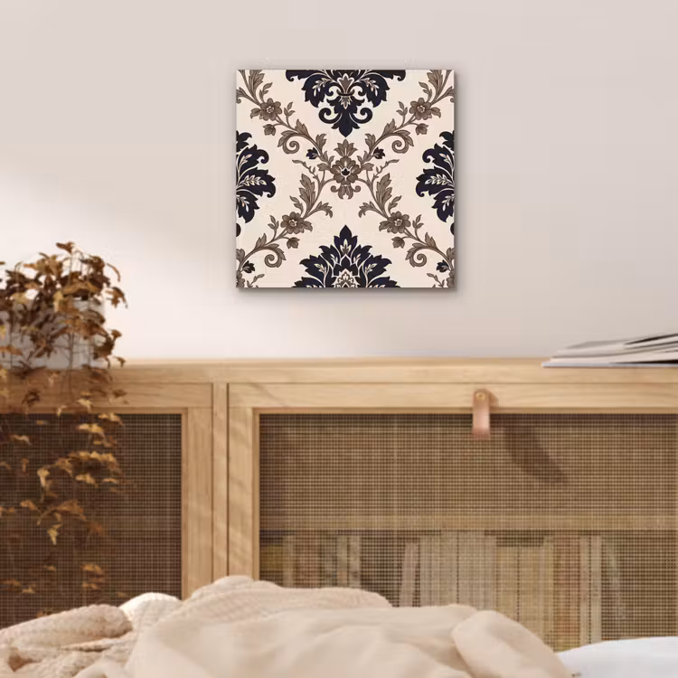 Alu-Dibond-Bild - Muster – Blumenmuster – Klassisch – Beige-Blau — 4