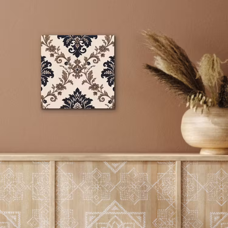 Alu-Dibond-Bild - Muster – Blumenmuster – Klassisch – Beige-Blau — 5