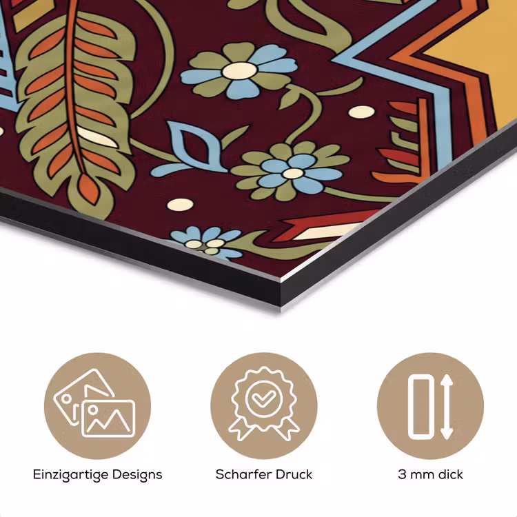 Alu-Dibond-Bild - Muster – Floral – Geometrisch – Farbenfroh – Dekoration — 7