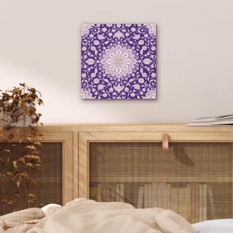 Alu-Dibond-Bild - Muster – Medaillon – Orientalisch – Lila – Dekoration — 4