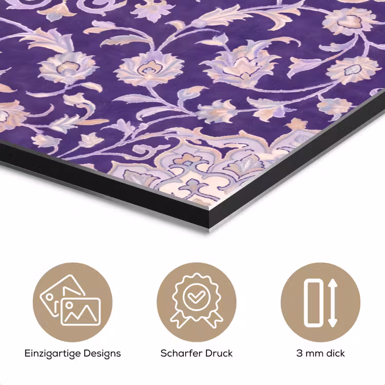 Alu-Dibond-Bild - Muster – Medaillon – Orientalisch – Lila – Dekoration — 7