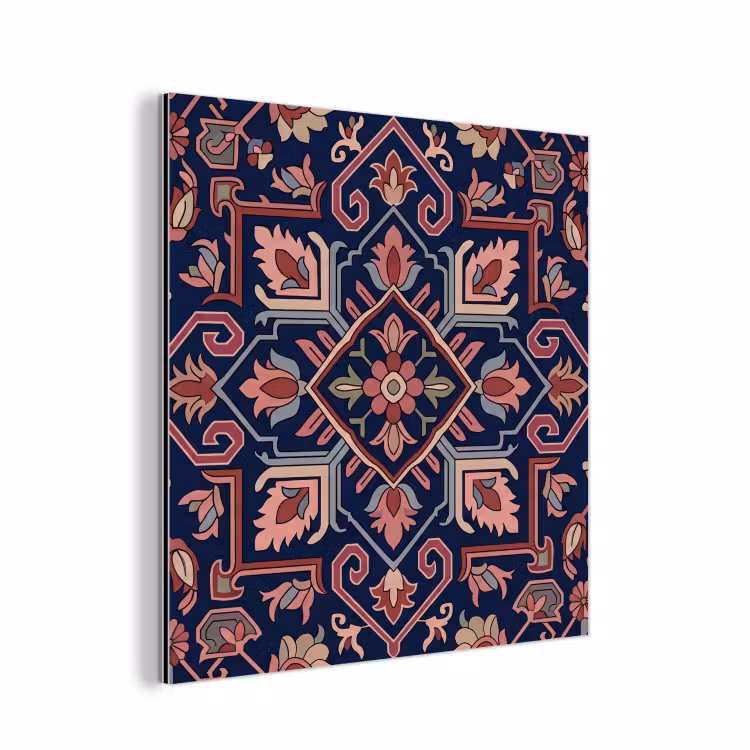Alu-Dibond-Bild - Muster – Orientalisch – Blumig – Blau – Klassisch — 1