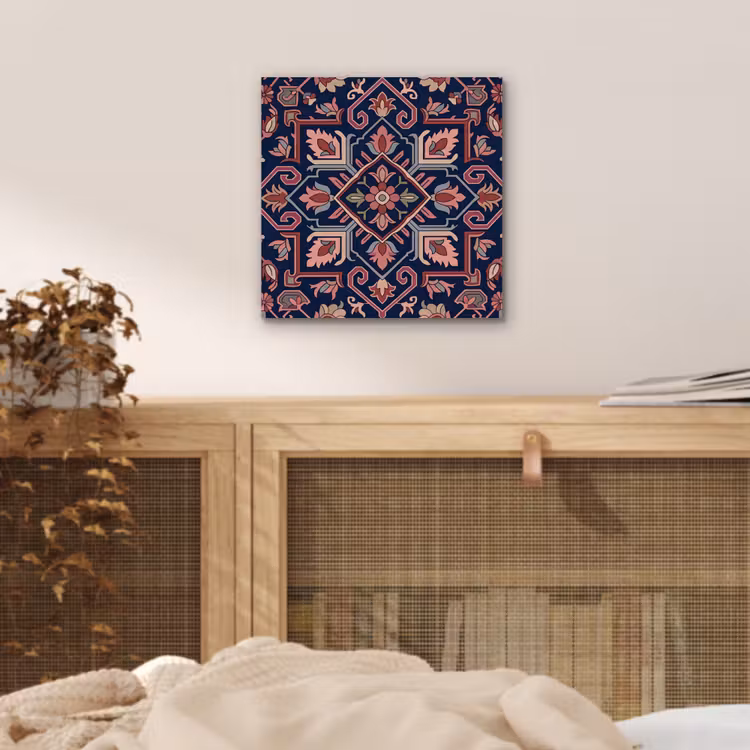 Alu-Dibond-Bild - Muster – Orientalisch – Blumig – Blau – Klassisch — 4