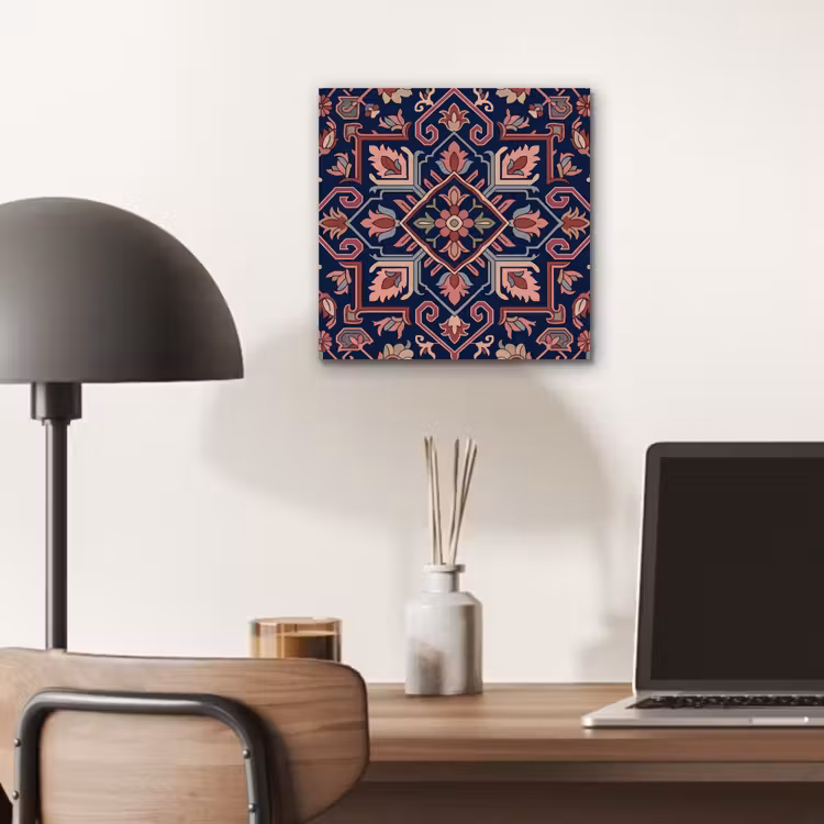 Alu-Dibond-Bild - Muster – Orientalisch – Blumig – Blau – Klassisch — 6