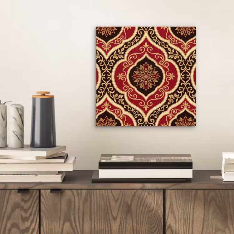 Alu-Dibond-Bild - Muster – Ornament – Barock – Rot – Gold — 2