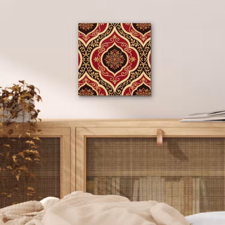 Alu-Dibond-Bild - Muster – Ornament – Barock – Rot – Gold — 4