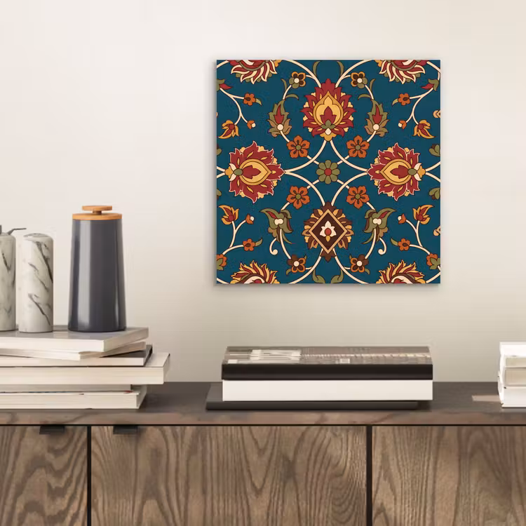 Alu-Dibond-Bild - Ornament – Flora – Traditionell – Klassisch – Blaugrün — 2