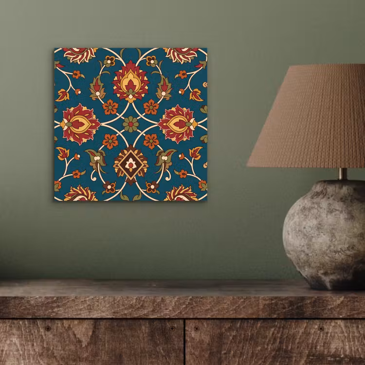 Alu-Dibond-Bild - Ornament – Flora – Traditionell – Klassisch – Blaugrün — 3
