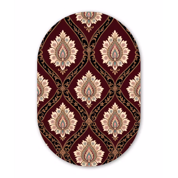 Alu-Dibond-Bild Oval - Muster – Blumenmotiv – Dekoration – Klassisch – Rot — 1